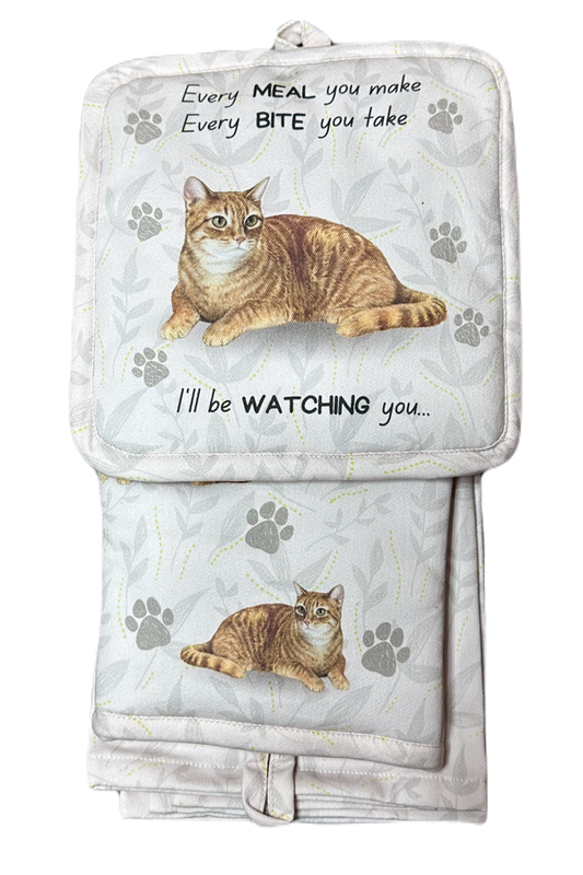 Orange Tabby Cat Oven Mitt Set