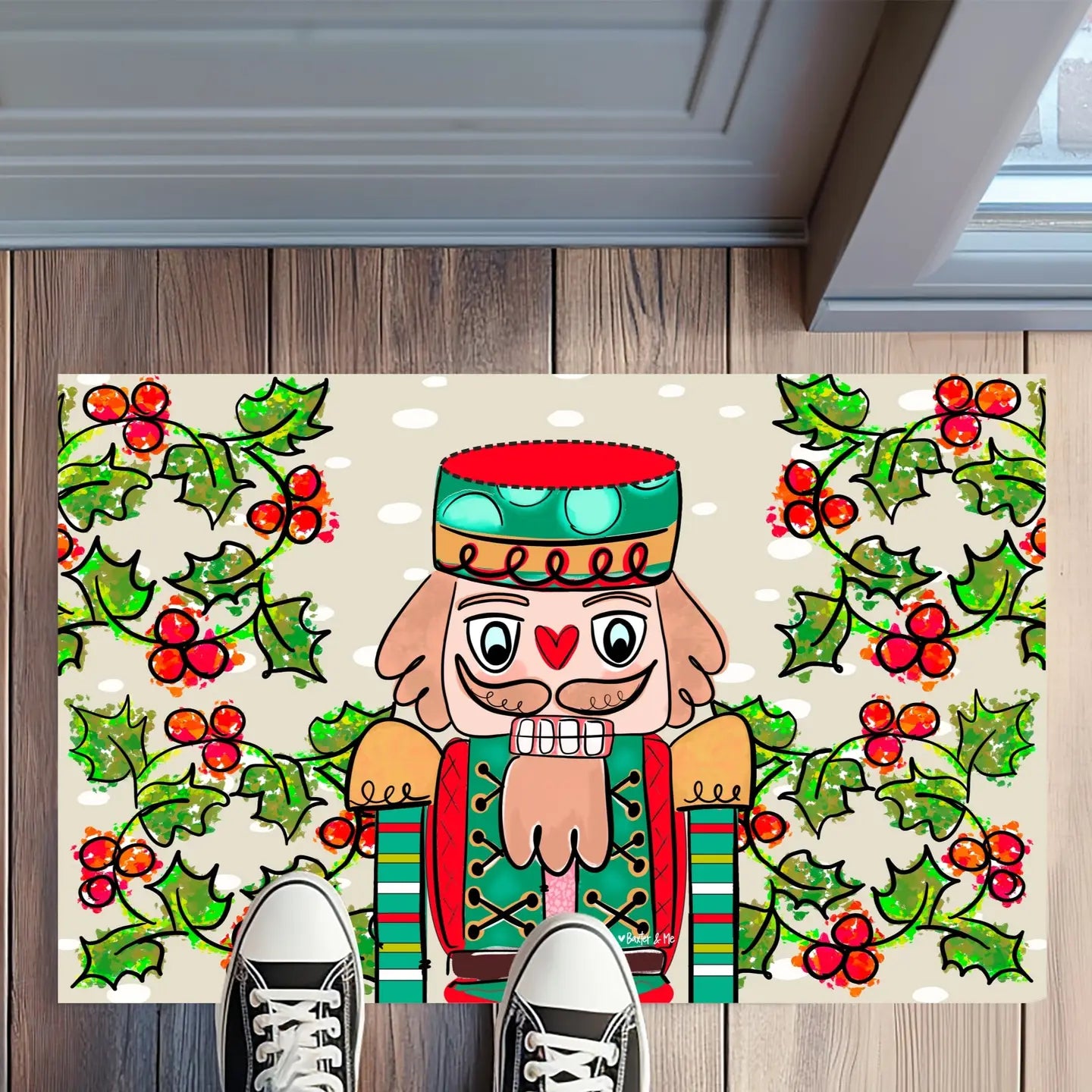 Checkered Nutcracker Door Mat