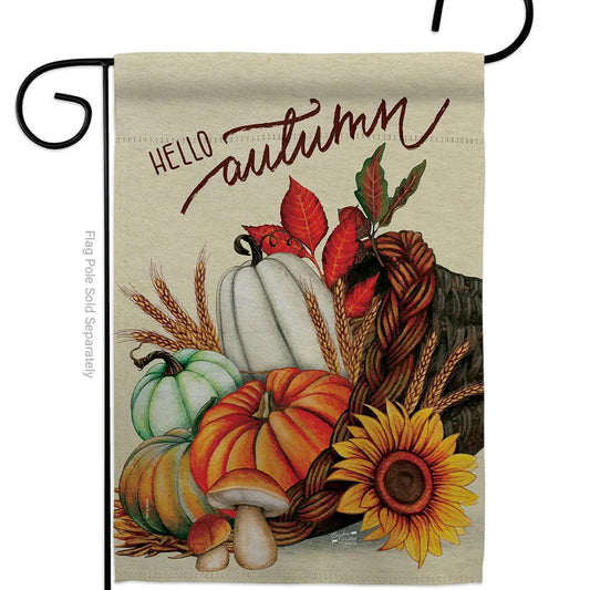 Hello Autumn Cornucopia Garden Flag