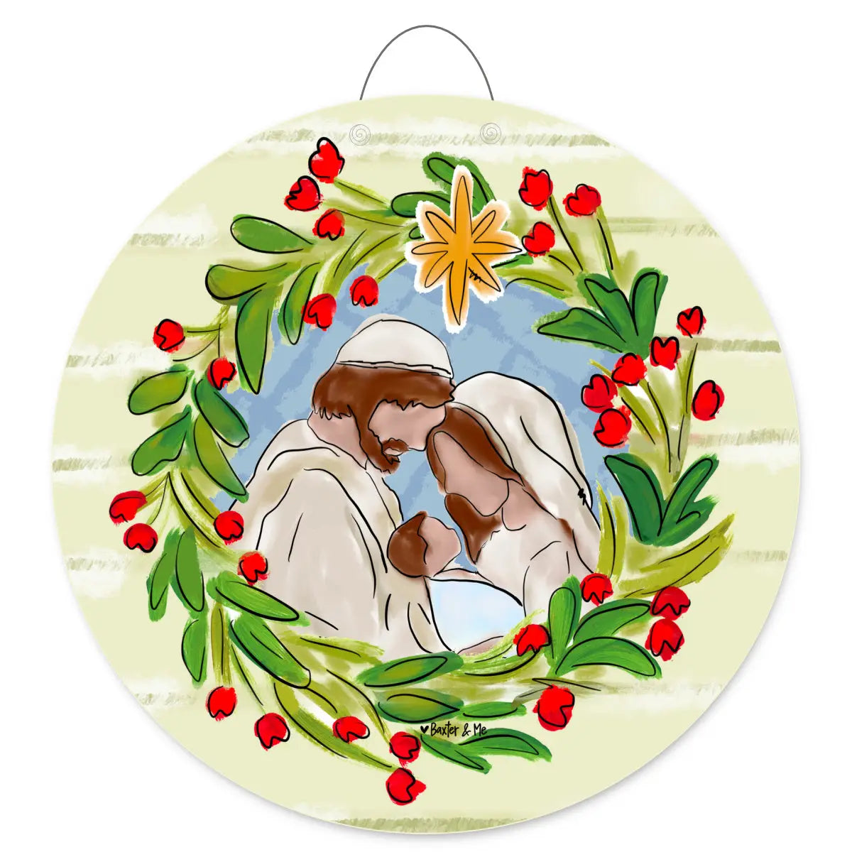 Joseph, Mary, Jesus Christmas Wreath Door Hanger