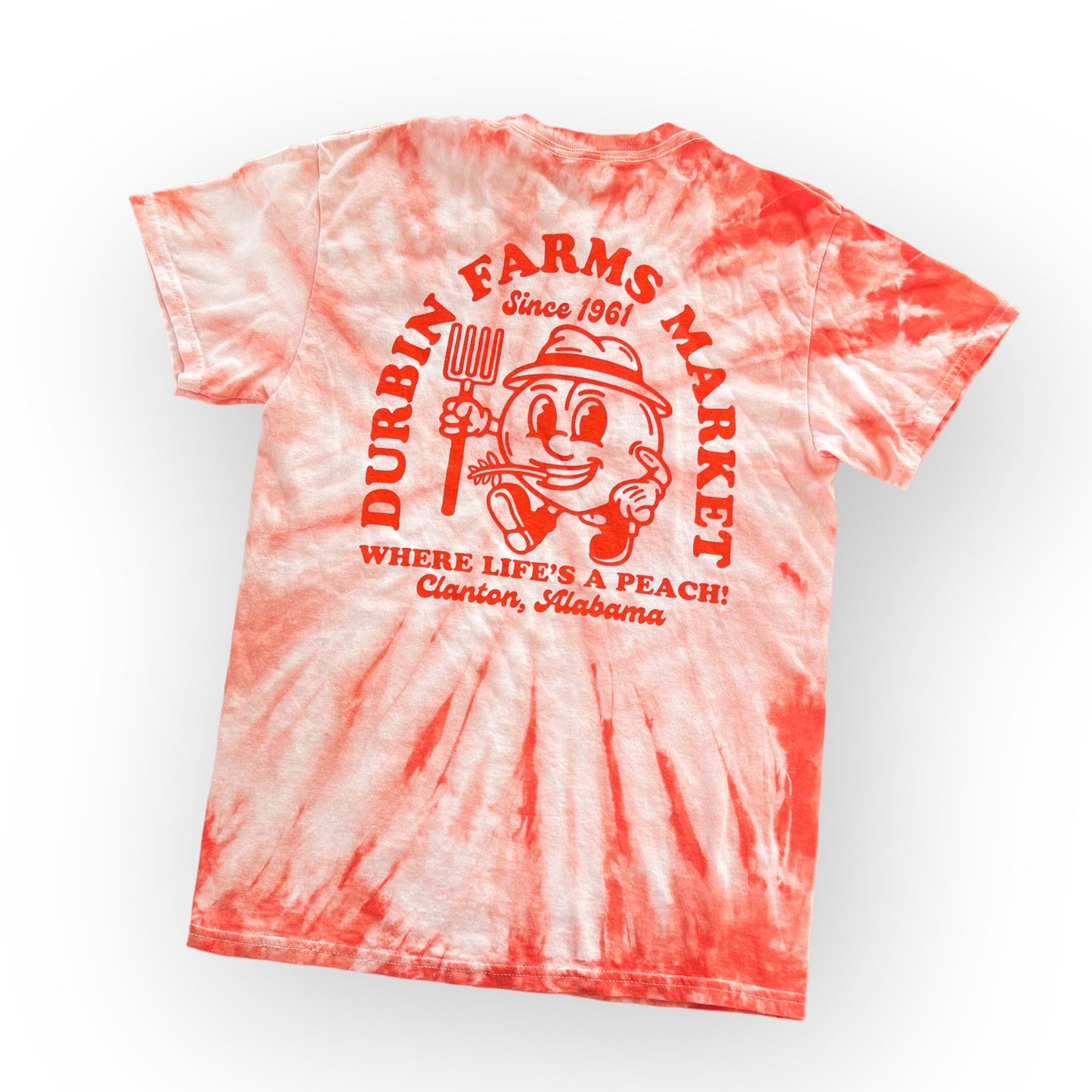 Durbin’s Peach Cartoon Tee | Orange Tie Dye