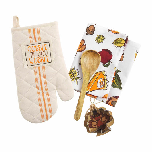 Thanksgiving Oven Mitt and Towel Set | Gobble