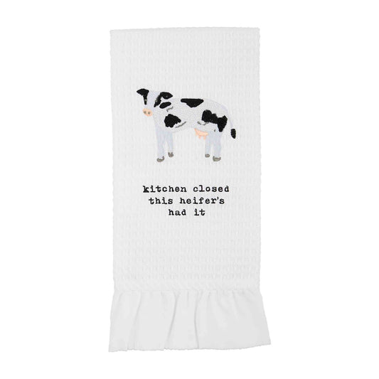 Cow Ruffle Edge Farm Towel