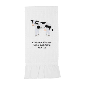 Cow Ruffle Edge Farm Towel