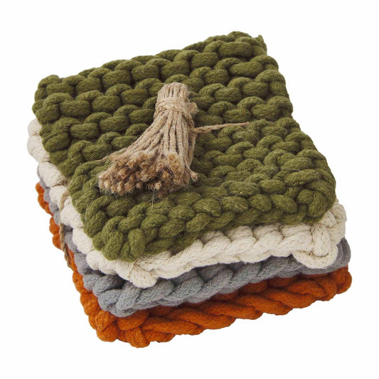 Fall Crochet Coaster Set | Green