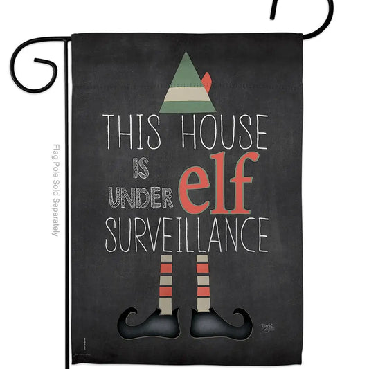 Elf Surveillance Garden Flag