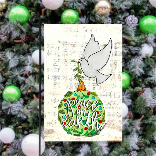 Peace On Earth Dove Ornament Garden Flag