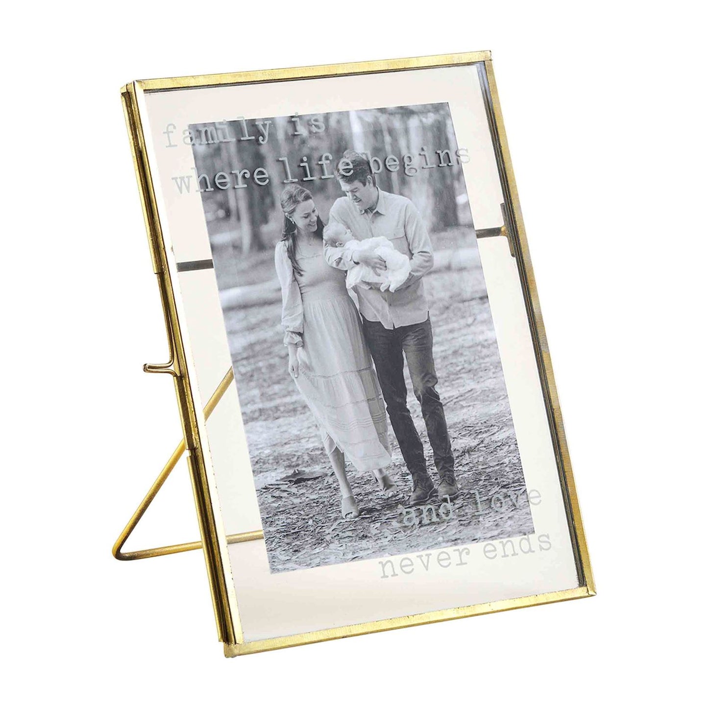 Family Pressed Glass Brass Frame