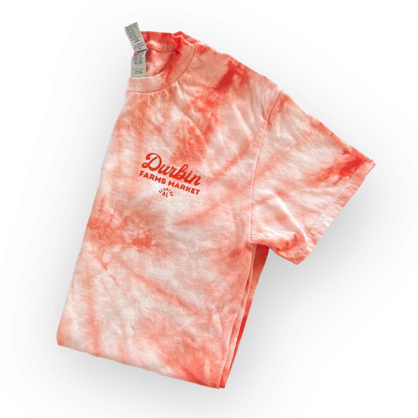 Durbin’s Peach Cartoon Tee | Orange Tie Dye