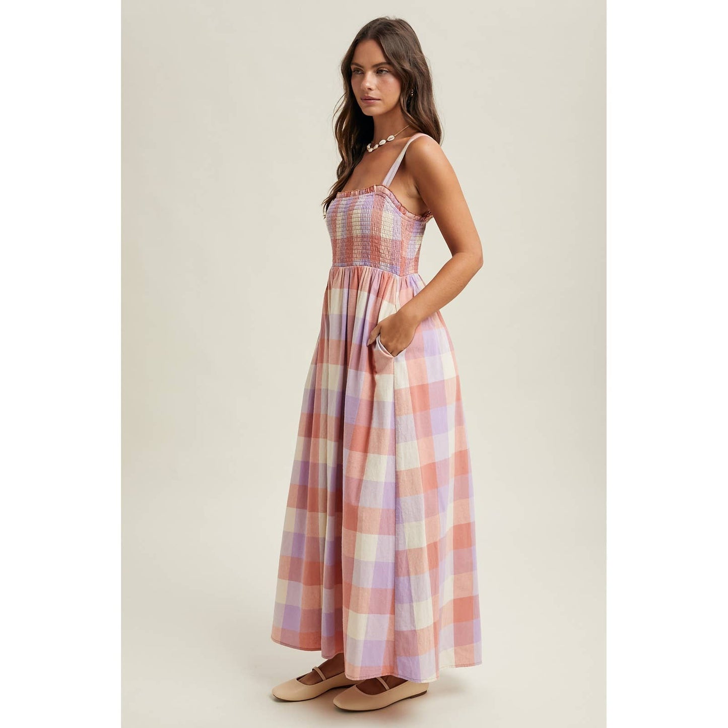 PLAID MIDI DRESS