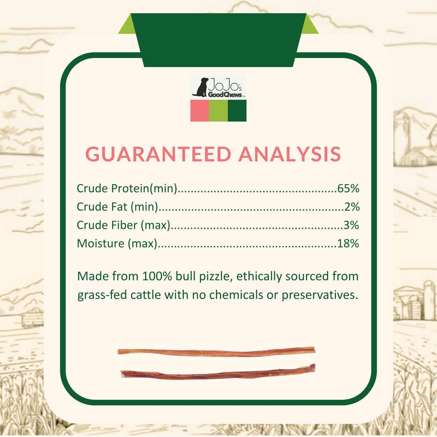 Natural Beef Bully Sticks for Dogs - 12" Thin