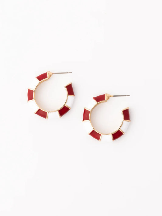 Ashlynn Earrings | Small Crimson & White