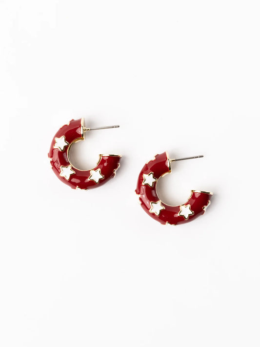 Justine Earrings | Small Crimson & White
