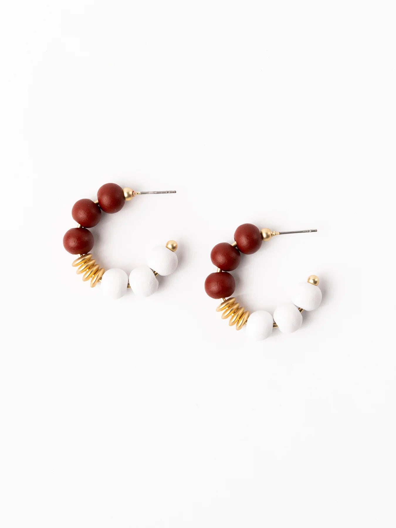Kelly Earrings | Small Crimson & White
