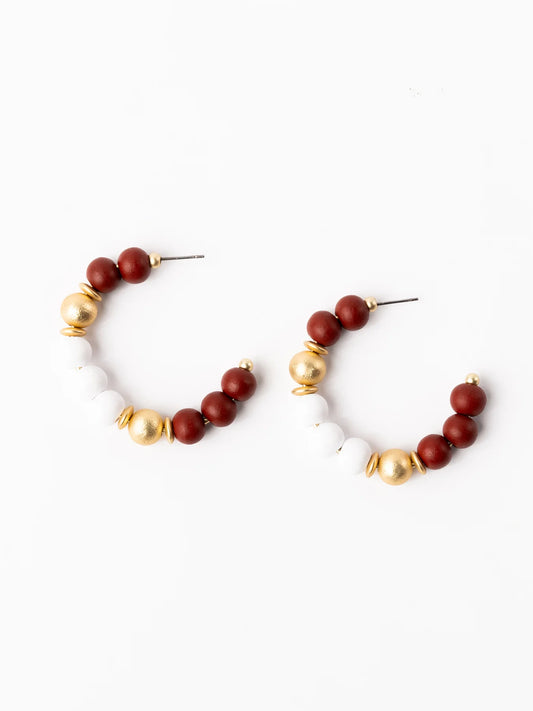 Janette Earrings | Medium Crimson & White