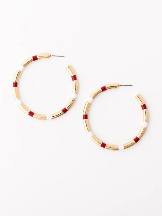 Nellie Earrings | Large Crimson & White
