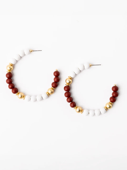 Janette Earrings | Large Crimson & White