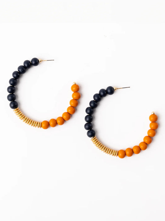 Kelly Earrings | Large Navy & Orange