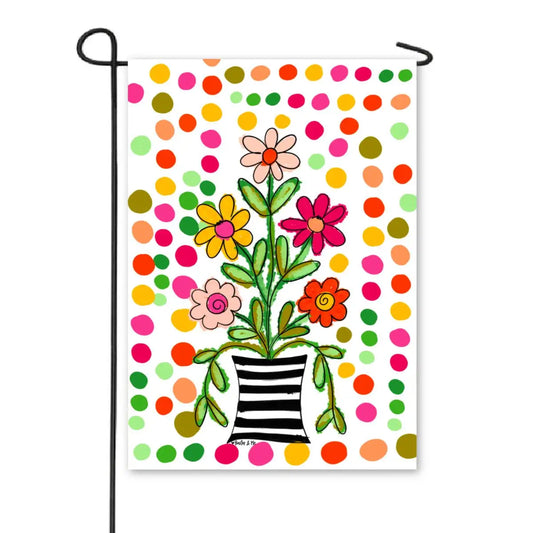 Happy Dot Floral Garden Flag