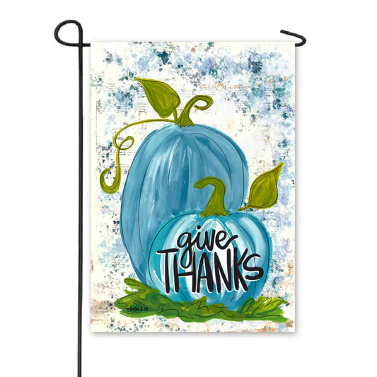 Give Thanks Blue Pumpkins Garden Flag