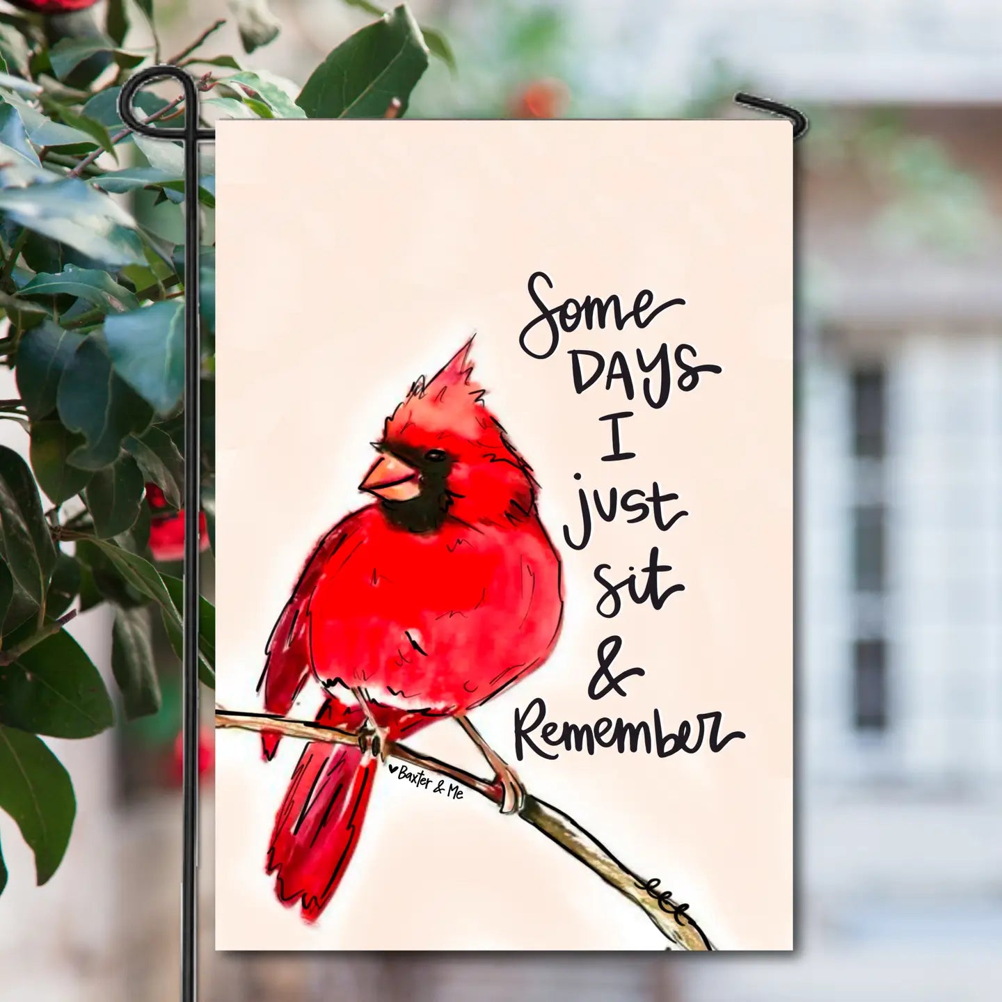 Sit & Remember Cardinal Garden Flag