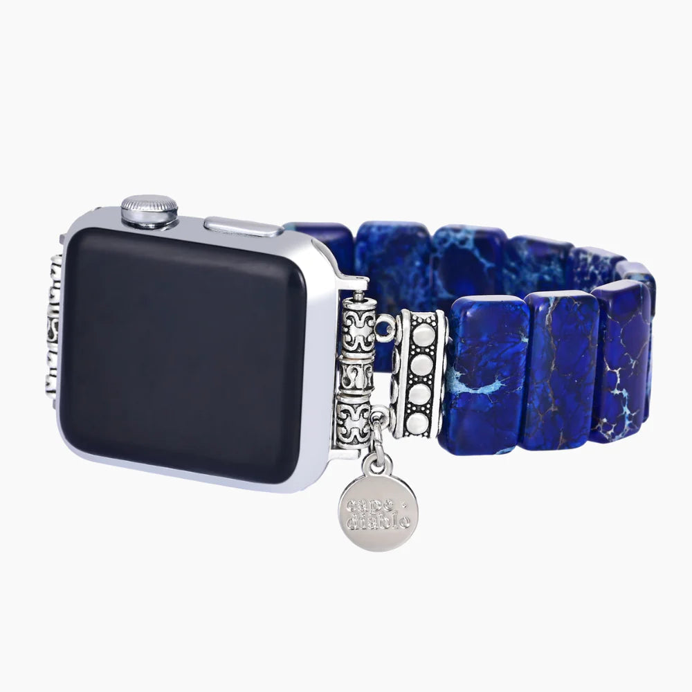 Dark Navy Tibetan Jasper Stretch Apple Watch Strap Sale price