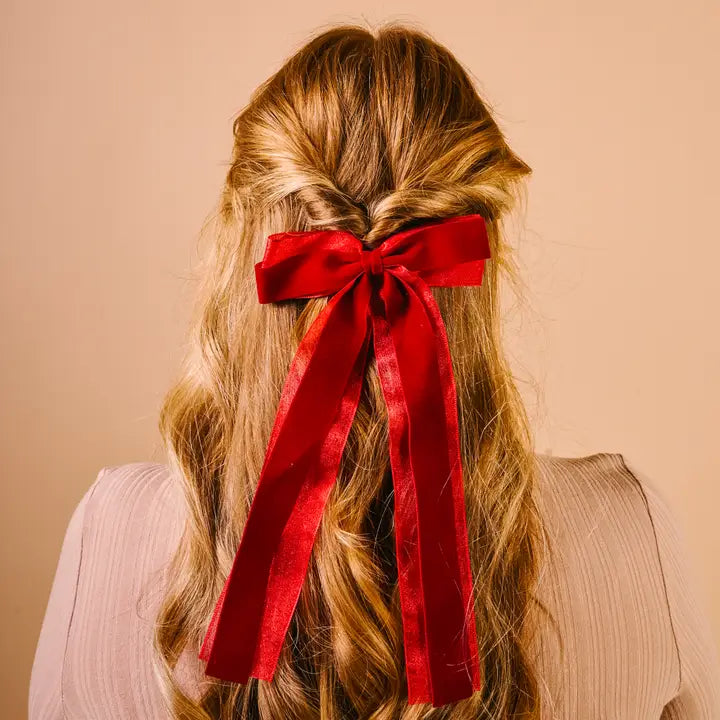 Red Velvet Layered Hair Bow