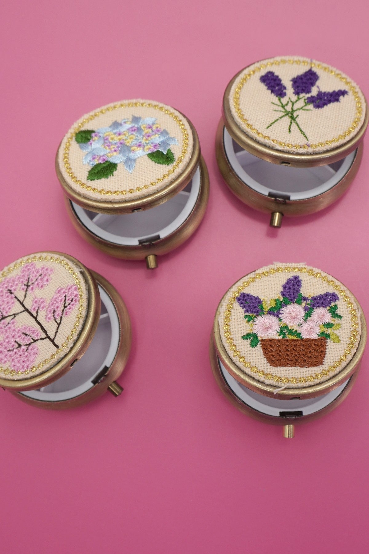 Pink Floral Jewelry Organizer with Mirror