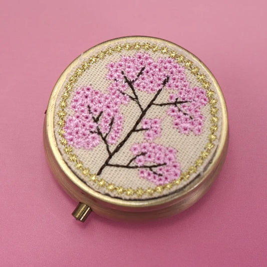 Pink Floral Jewelry Organizer with Mirror