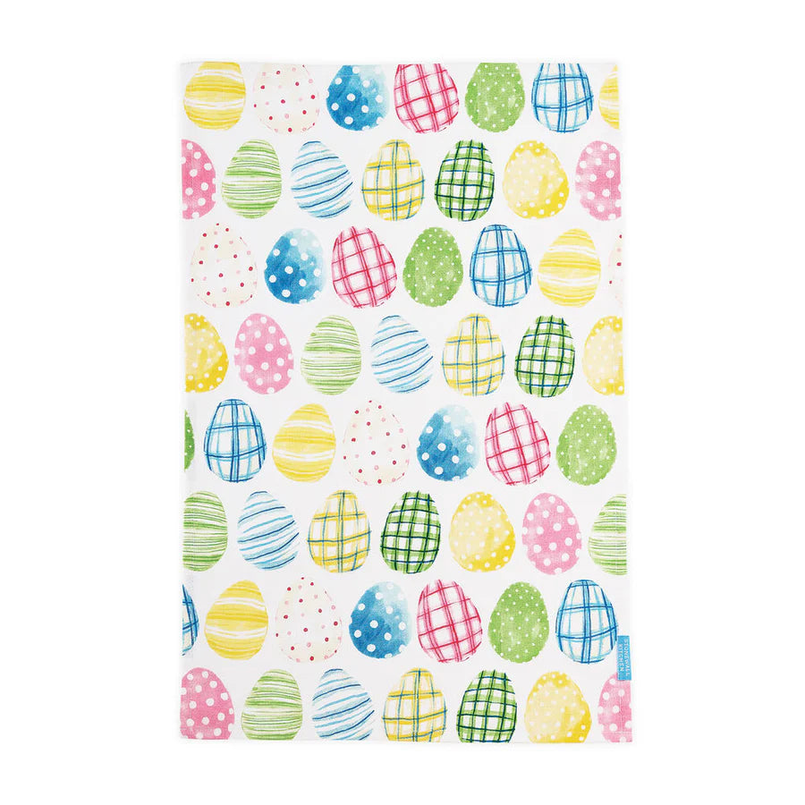 Easter Plaid Eggs Tea Towel