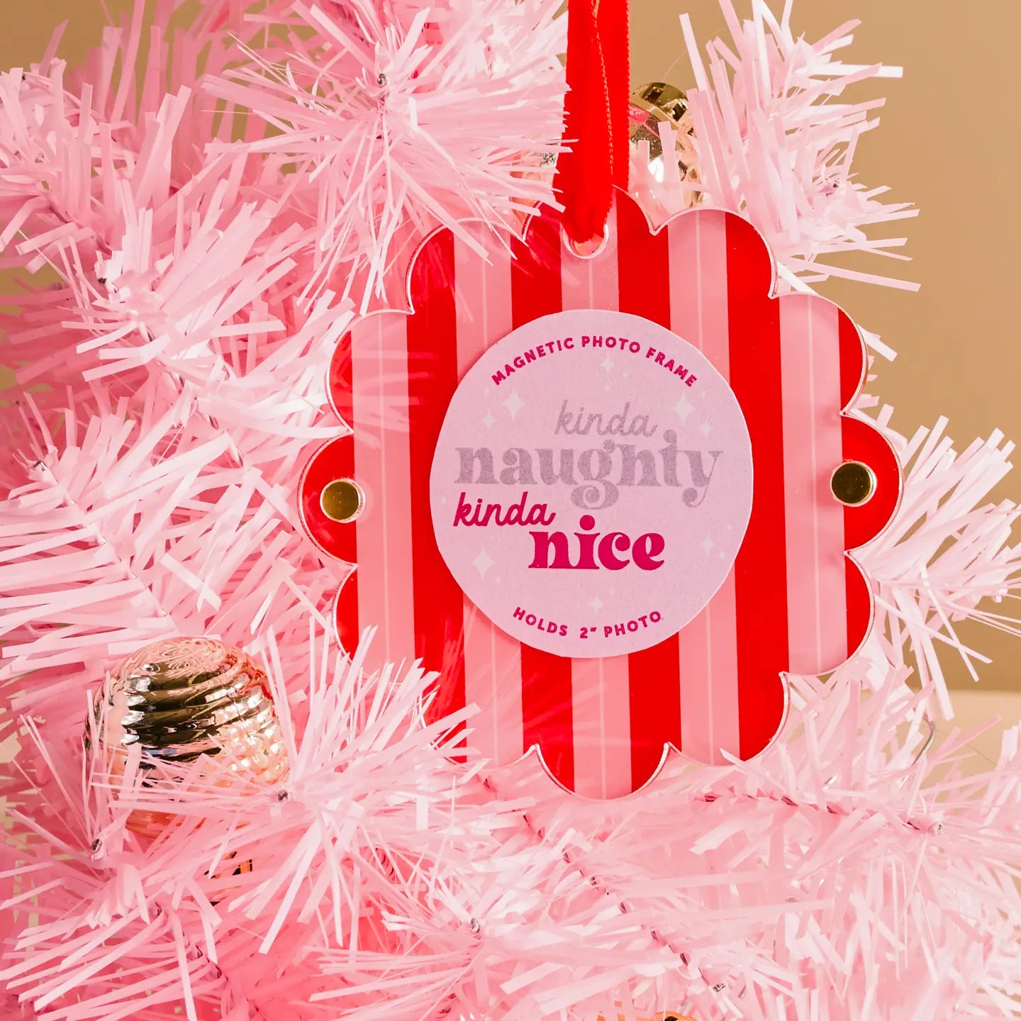 Kinda Naughty Kinda Nice Scalloped Ornament