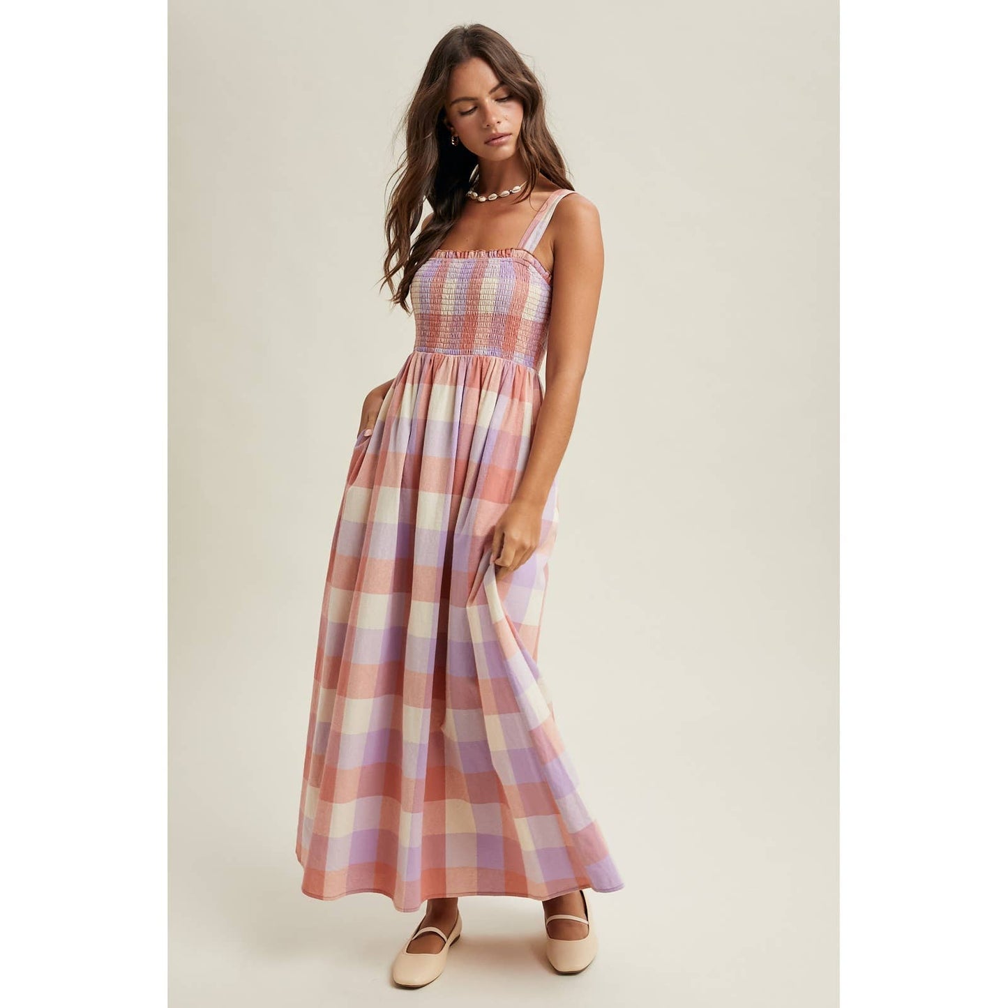 PLAID MIDI DRESS