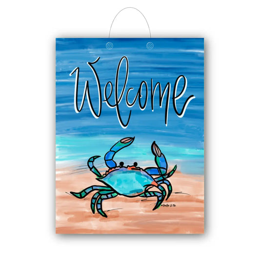 Welcome Blue Crab Door Hanger