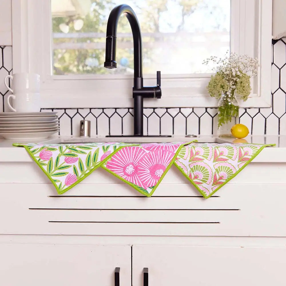 Pink Papaver Dish Cloth Set