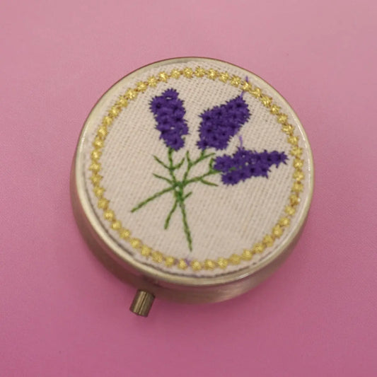 Purple Floral Jewelry Organizer with Mirror