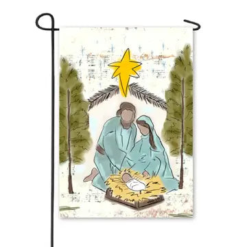 Starry Night Nativity Garden Flag