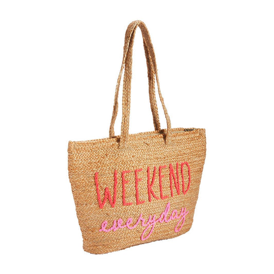 Pink Jute Cooler Tote Bag