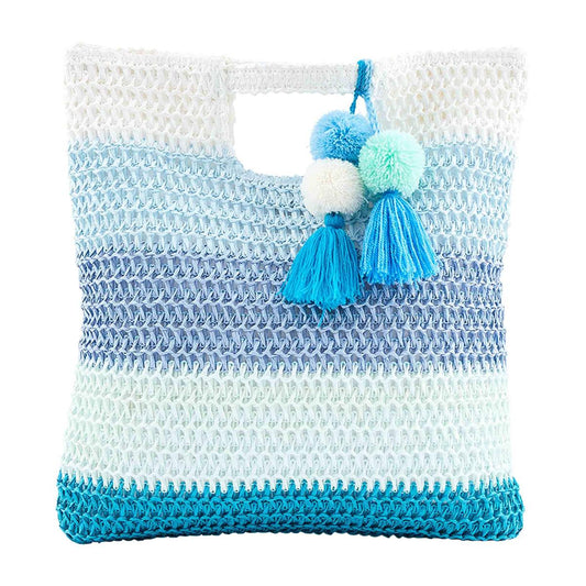 Bright Blue Straw Tote