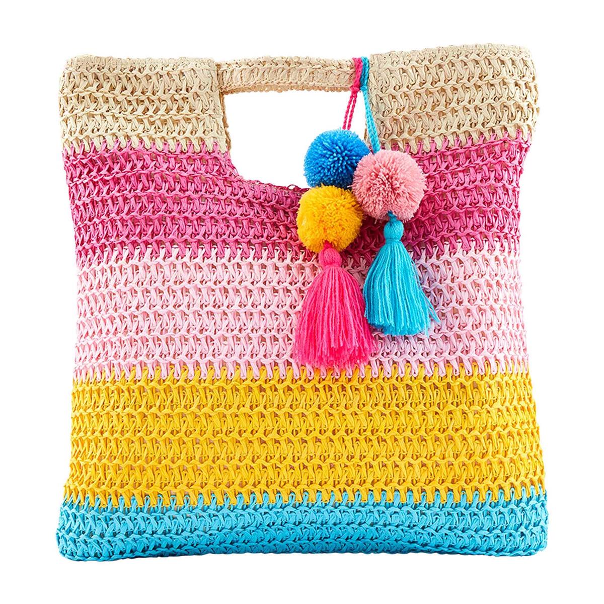 Multi Bright Straw Tote