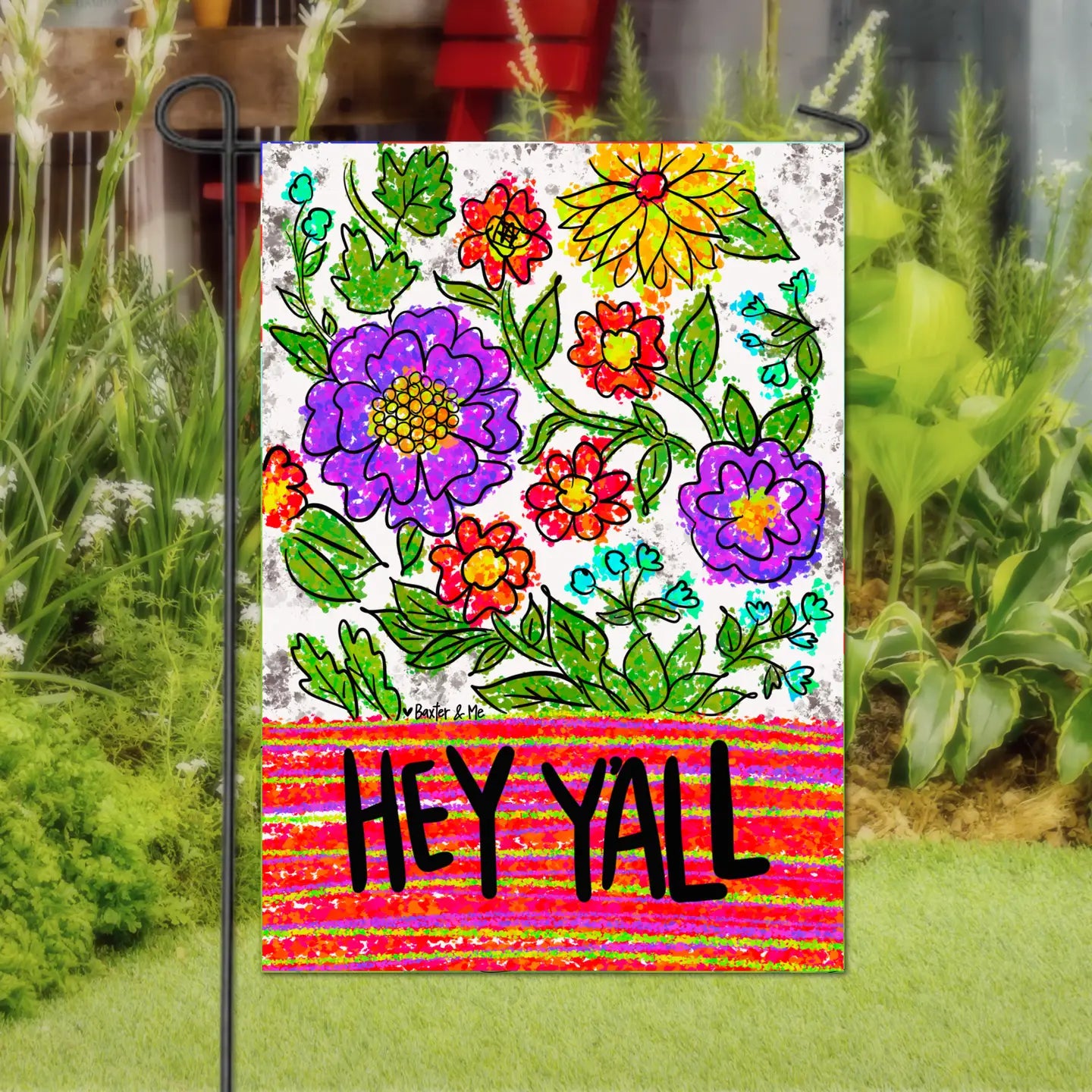 Hey Y'all Floral Garden Flag