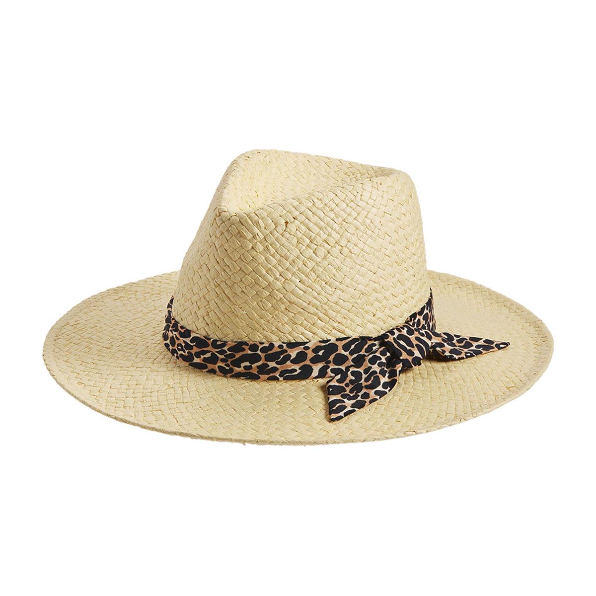 Tan Leopard Knot Fedora