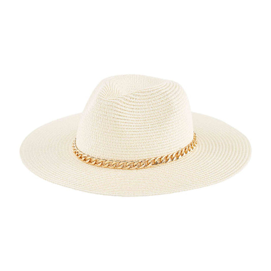 Cream Gold Chain Fedora