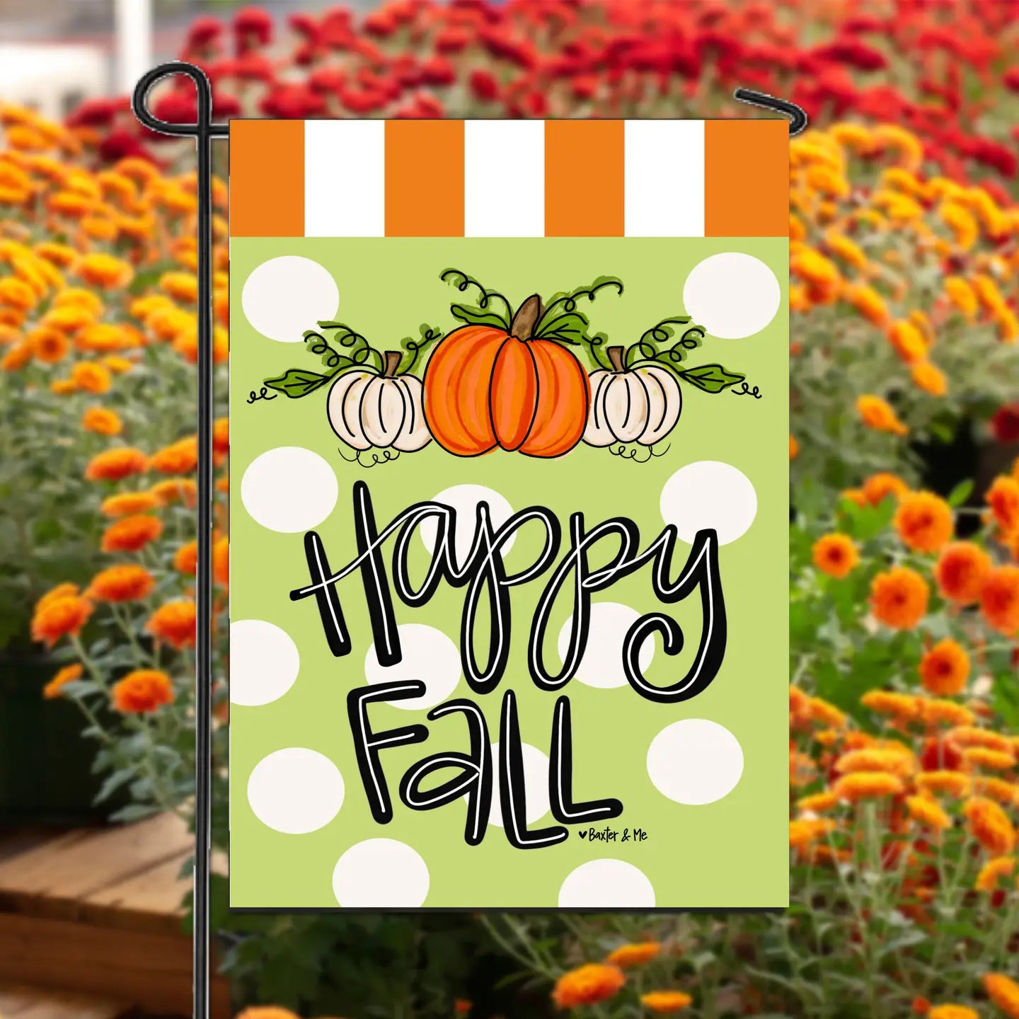 Happy Fall Trio Pumpkins Garden Flag