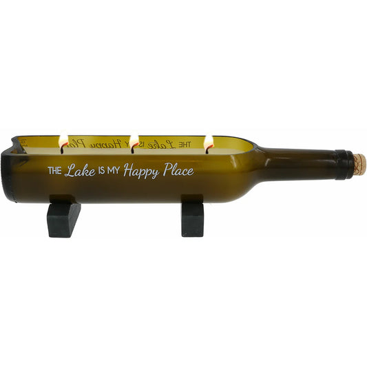 Lake Wine Bottle Candle