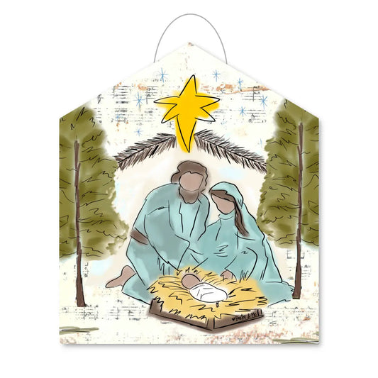 Starry Night Nativity Door Hanger