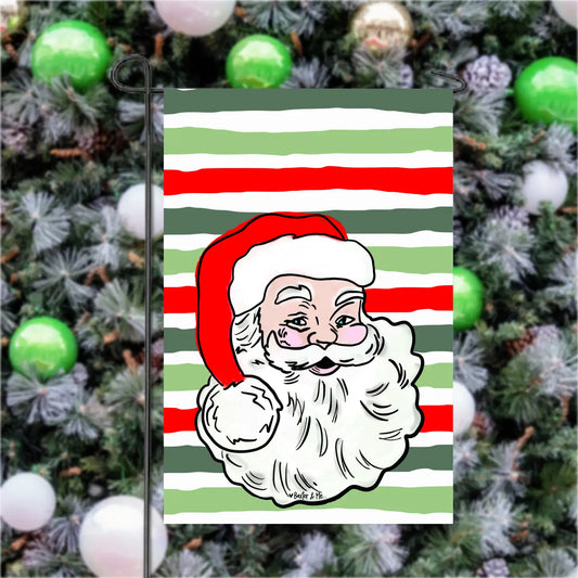 Striped Vintage Santa Garden Flag