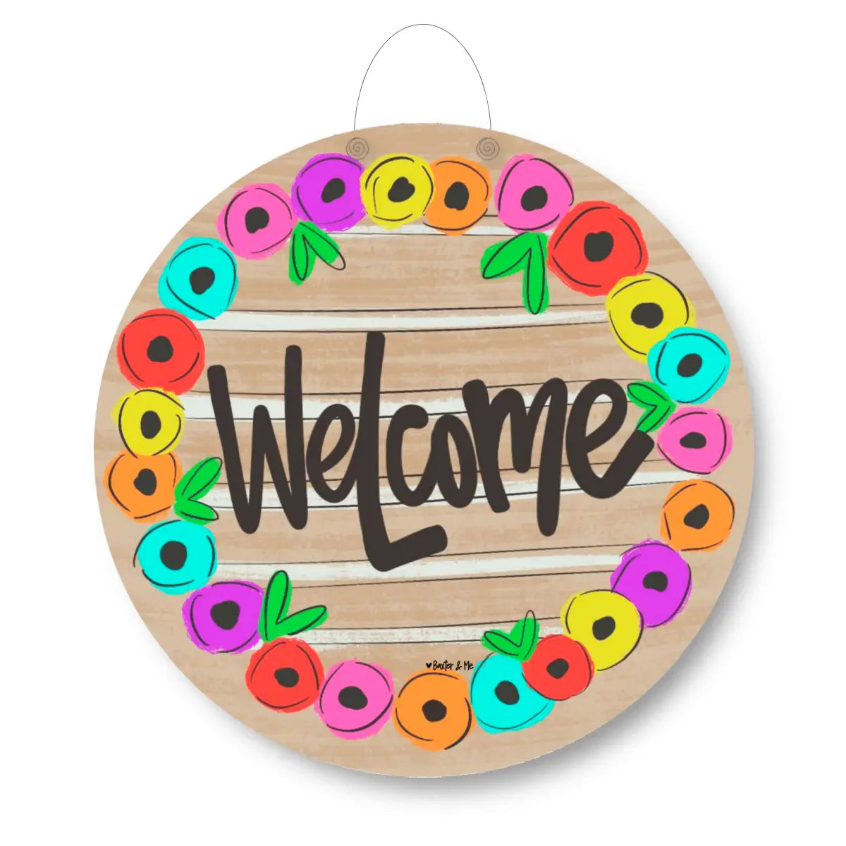 Welcome Flower Circle Door Hanger