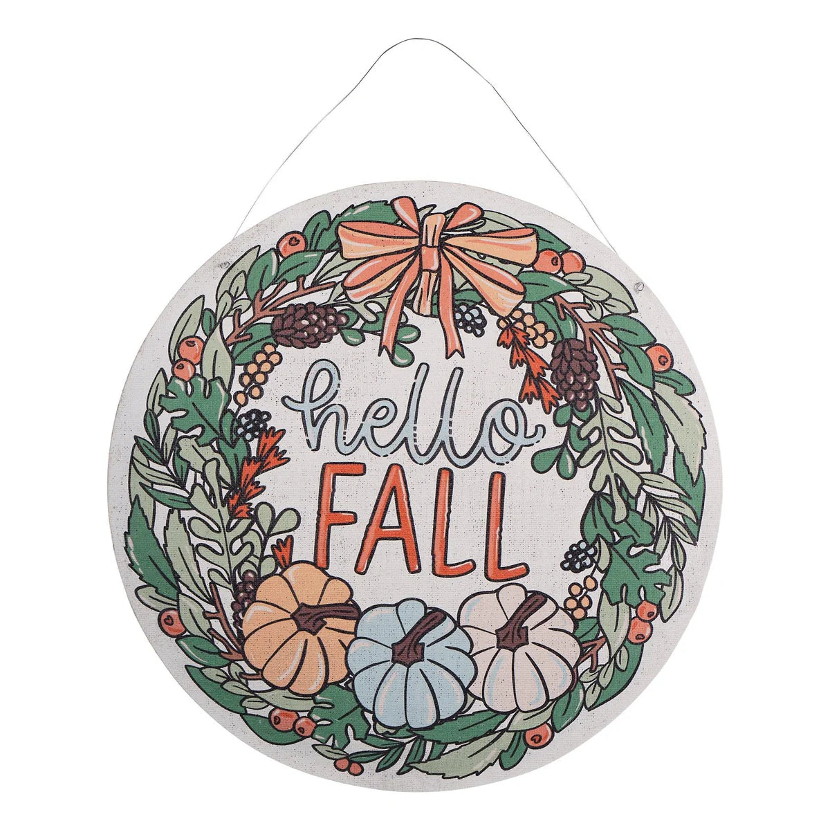 Pumpkin Fall/Red Bird Christmas Wreath Door Hanger