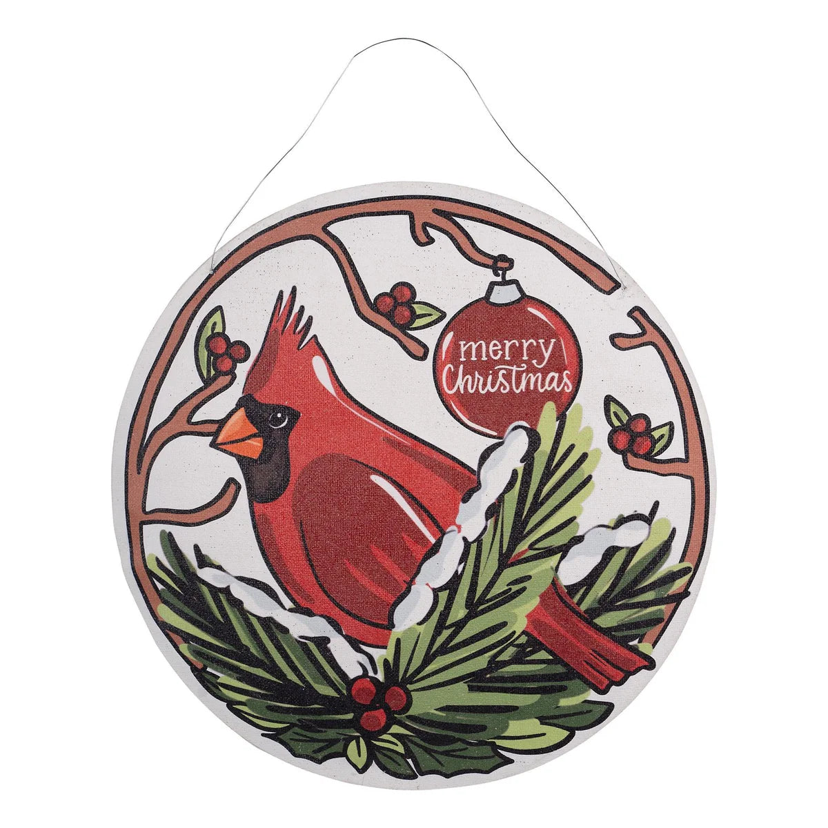 Pumpkin Fall/Red Bird Christmas Wreath Door Hanger