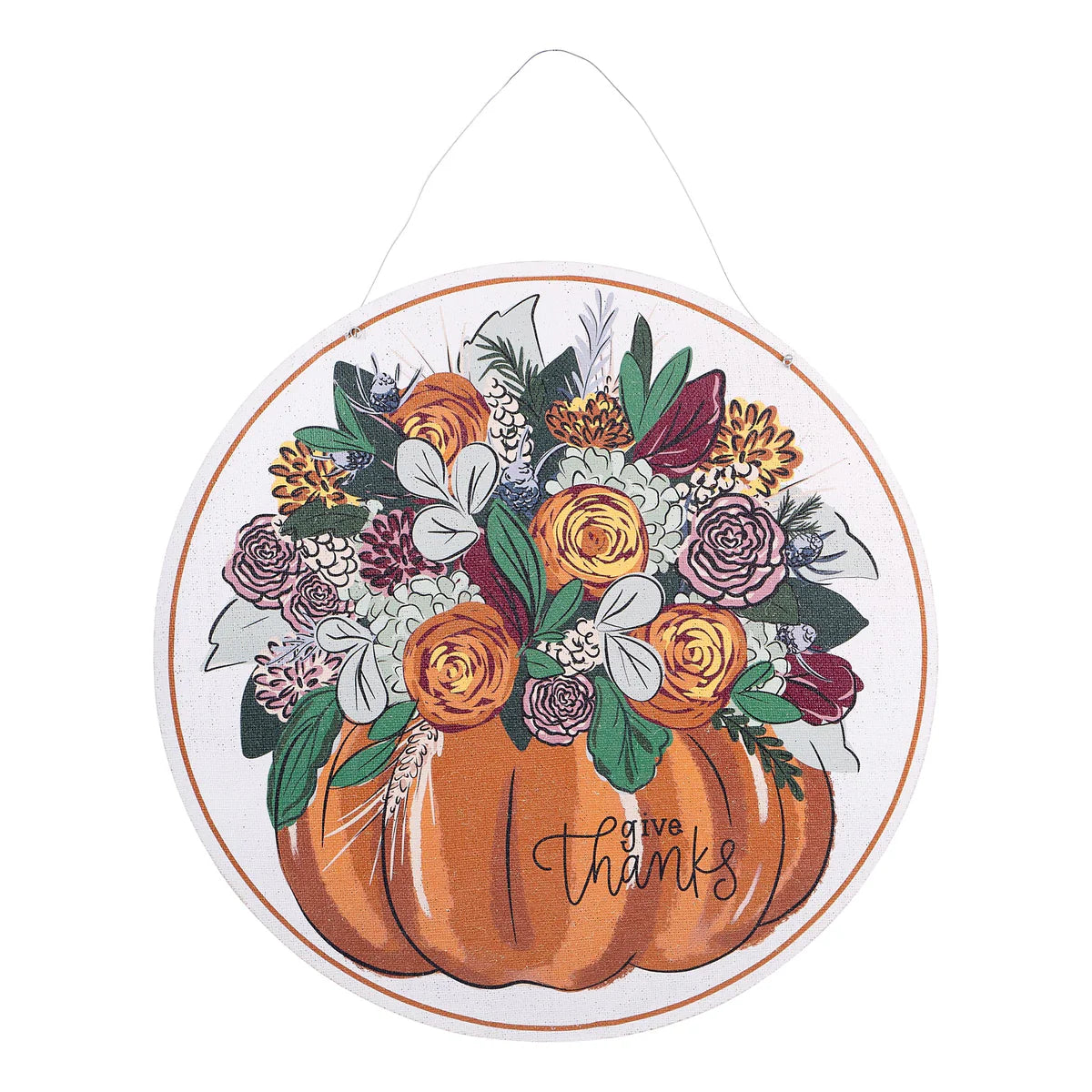 Give Thanks Pumpkin/Merry Christmas Bell Door Hanger